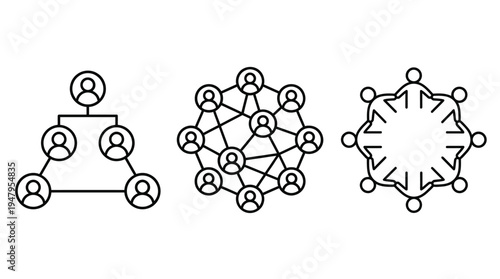 Three molecular structures with atoms and bonds Vector