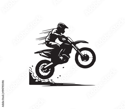 Motocross Rider Performing Mid Air Jump On Dirt Bike