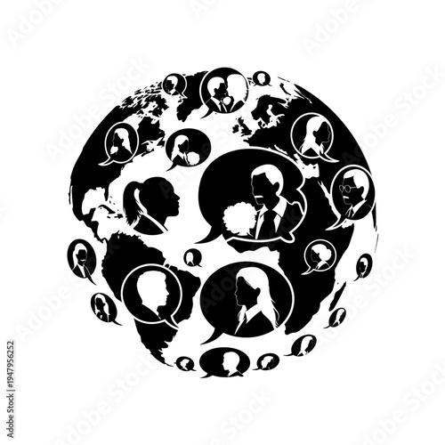 Black and white people head silhouettes.