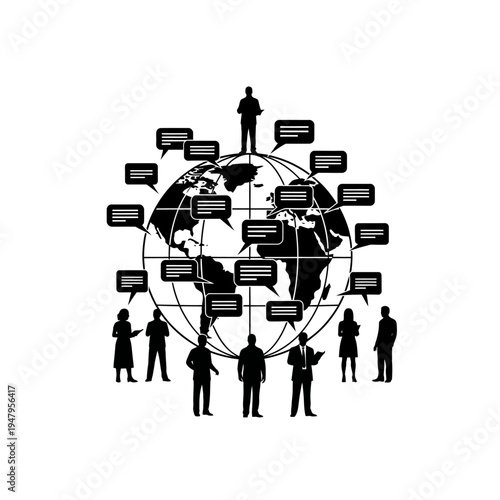 Business people global communication network.