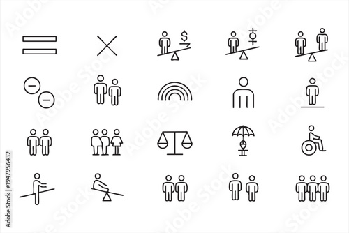 Equality and Diversity Inclusion Line Icons for Social Awareness