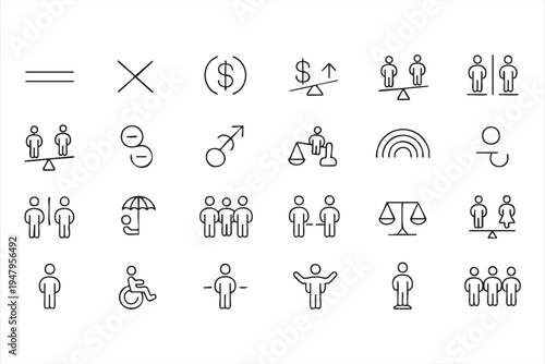 Human Rights and Inclusive Community Minimalist Icon Bundle