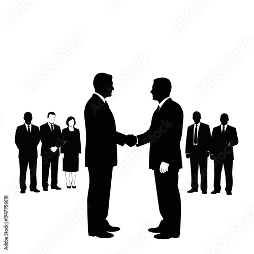 Businessmen shaking hands in agreement.