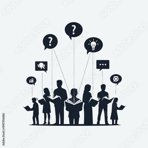 Diverse group of people communicating.