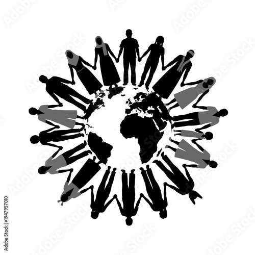 Diverse People Around The World Globe.