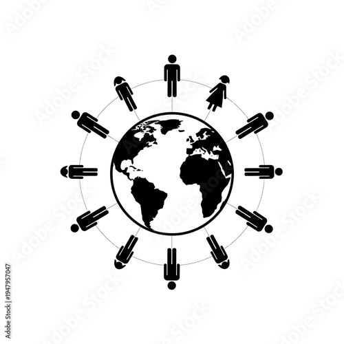Diverse People Around The World Globe.