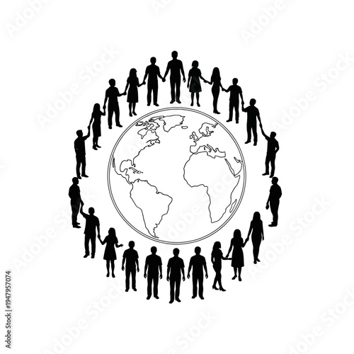 Diverse people around the world globe.