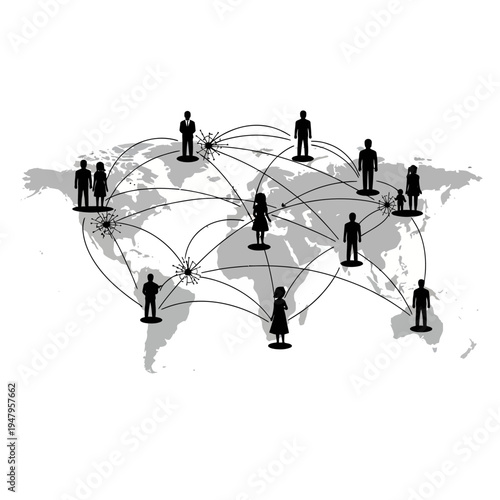 People connected globally in network.