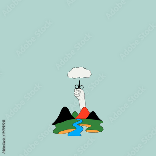 Scissors Snipping a World of Colorful Geometric Paper