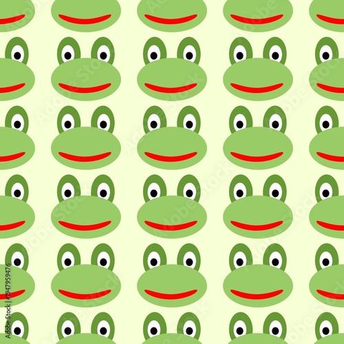 Cartoon Frog Head Seamless Pattern