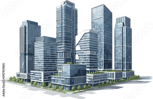 Isolated a realistic Building development concept vector art with white background.