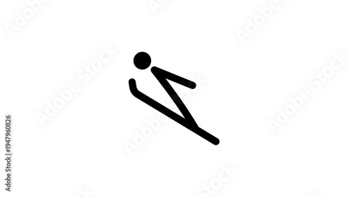 a skier jumps, line art, black isolated silhouette