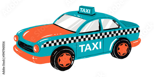 Red toy police car isolated on white background illustration.