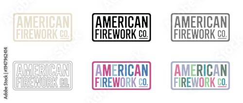 Multiple logo mockups present American Firework Company branding in various color.
