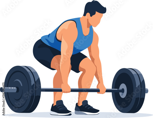 Strong, athlete, lifting, barbell, deadlift, workout, gym, fitness, training, weightlifting, muscular, exercise, strength, bodybuilding, powerlifting, sport, healthy, lifestyle, vector, illustration
