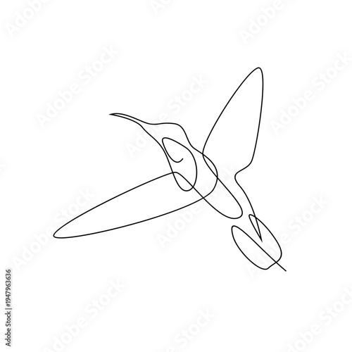 Flying Hummingbird Continuous One Line Art Drawing