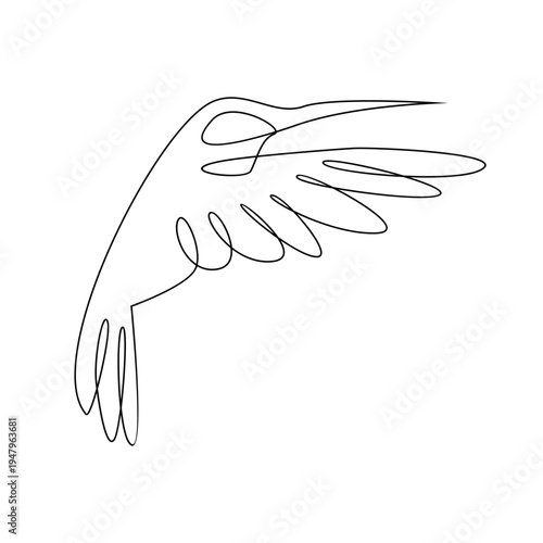 Minimalist One Line Art Drawing of a Flying Hummingbird