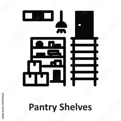 Pantry Shelves Vector icon which can easily modify or edit