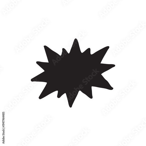 Hand drawn explosion shape with spiky edges and solid black marker stroke silhouette for comic book blast effects