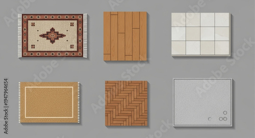 Assortment of Floor Coverings and Wall Tiles for Interior Design.
