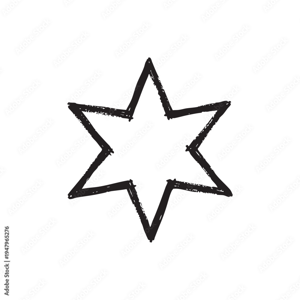 Obraz premium Star icon with an expressive hand drawn sketchy texture and thick black outlines for artistic celestial themes