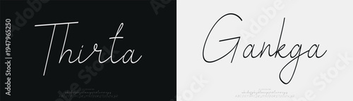 Thirta Gankga, Script elegant font alphabet logo. Typography Beauty fashion luxury classic letters serif fonts decorative wedding vintage retro logos. vector illustration
