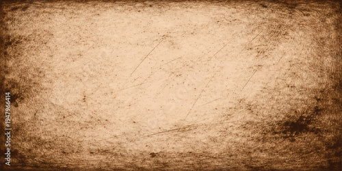 Antique blank parchment sheet with a worn vintage grunge texture and stained brown paper pattern for an aged retro design