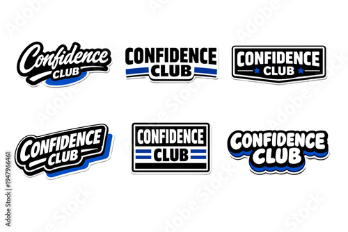 Confidence club bold typography sticker design