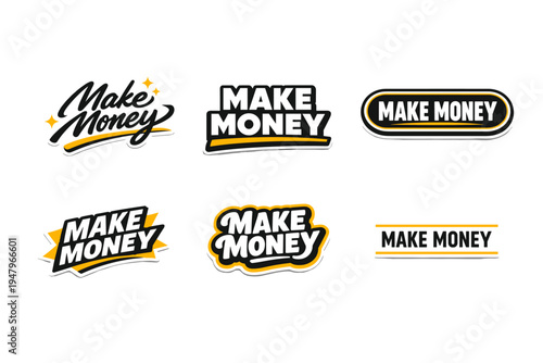 Make money motivational typography sticker design