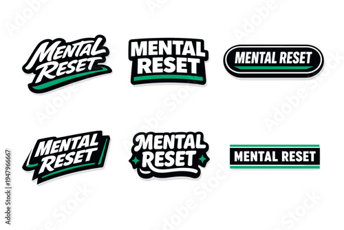 Mental reset motivational typography sticker design