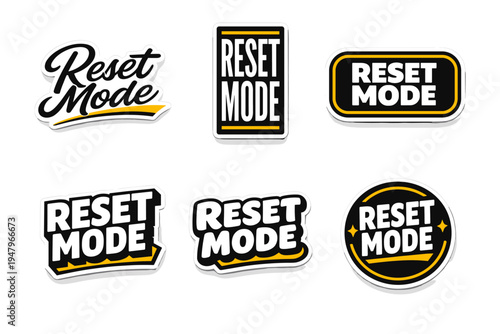 Reset mode motivational typography sticker design