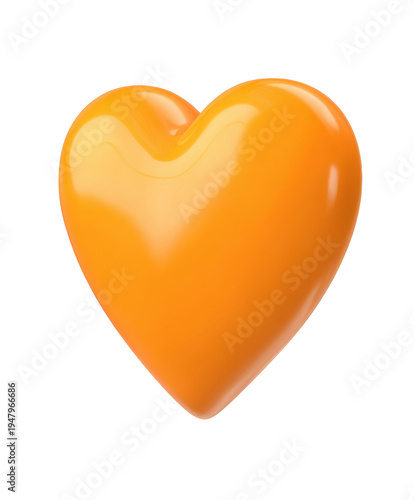 Shiny Orange Heart Shape on a Transparent Background love romance isolated on a transparent background