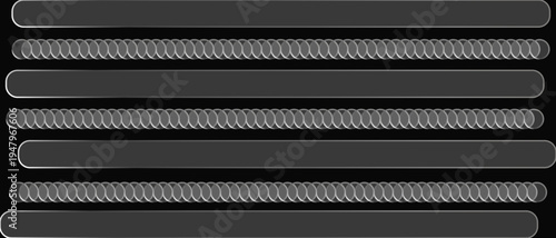 Graphic illustration of gray metallic springs and bars on black background