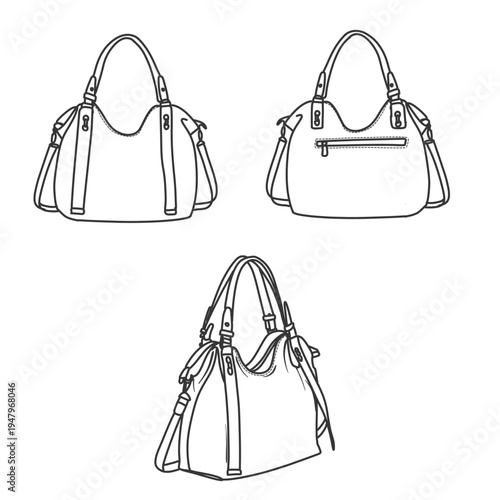 Fashion Handbag Design Sketches for Women.