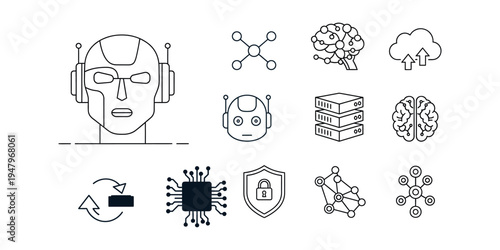 Collection of various technical and scientific icons