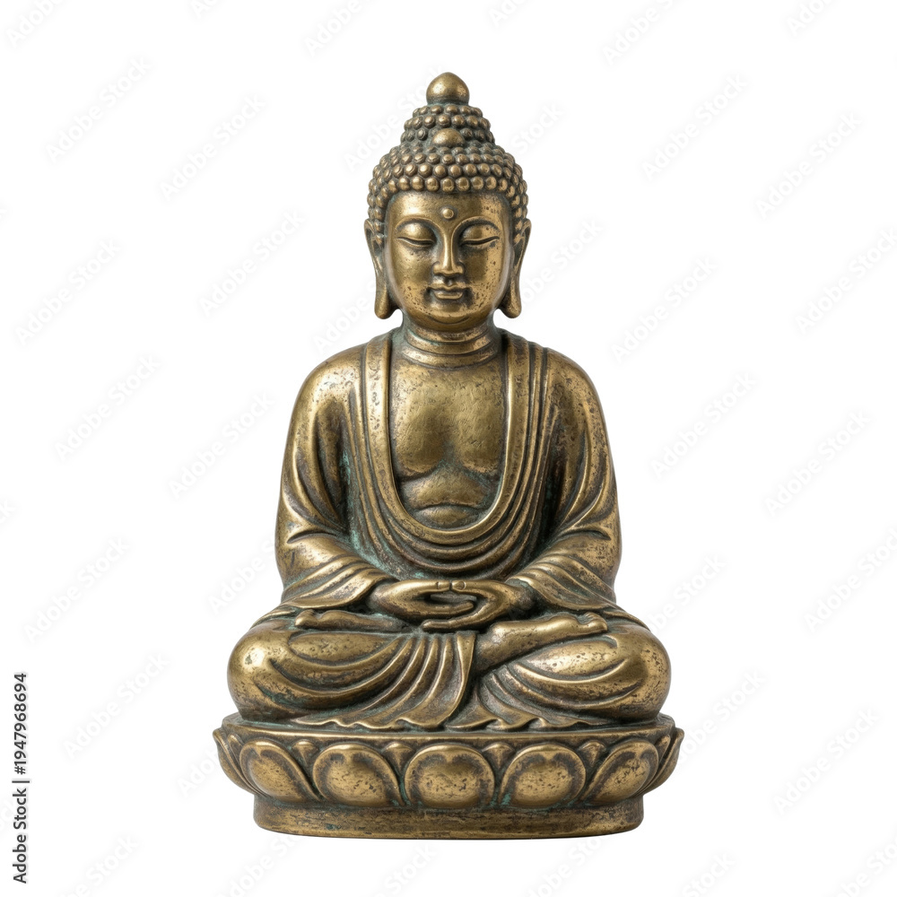 Obraz premium Antique bronze sitting Buddha statue isolated