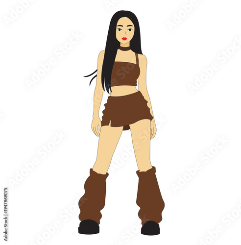 fashion figure and dress design digital hand drawn illustration

