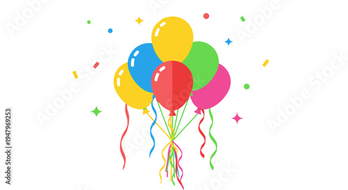 Colorful Balloons and Confetti Celebration Party Birthday Anniversary Event