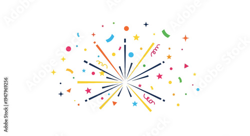 Colorful Confetti Explosion and Starburst Celebration