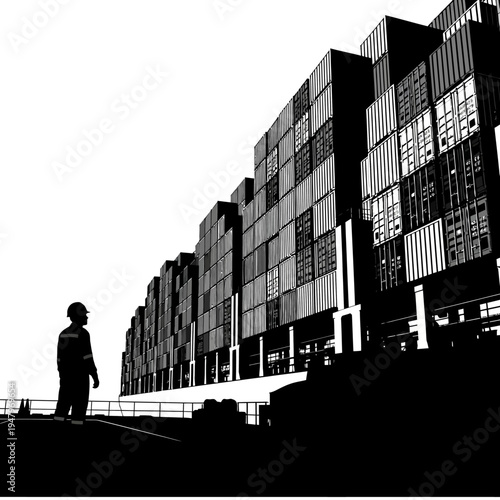 Man looking at large building structure.