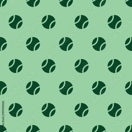 Seamless vector pattern featuring green tennis balls on an olive-green background