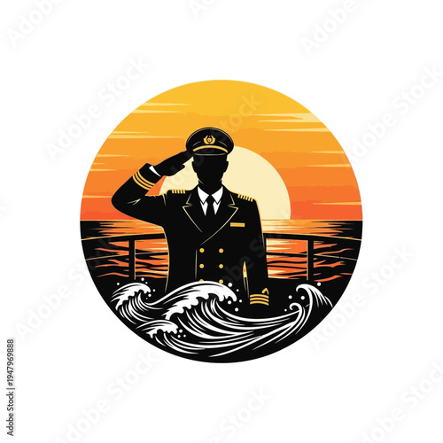 Sailor Saluting on a Ship Deck.