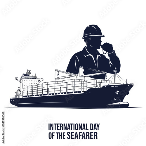 Seafarer on cargo ship vessel.