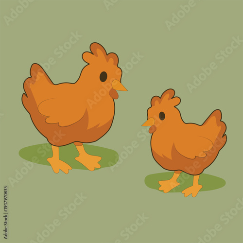 chicken illustration, cartoon digital illustration