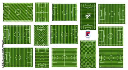 Collection of Soccer Field Layouts and Designs for Sports.