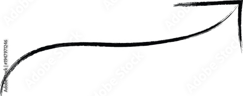 Black curved arrow line, pointing upwards, on white background, symbolizing growth, success, and progress