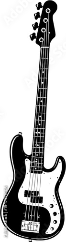 Electric Bass Guitar Silhouette Musical Instrument Vector Icon