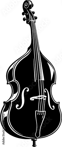 Double Bass Silhouette Upright Bass Musical Instrument Vector Icon
