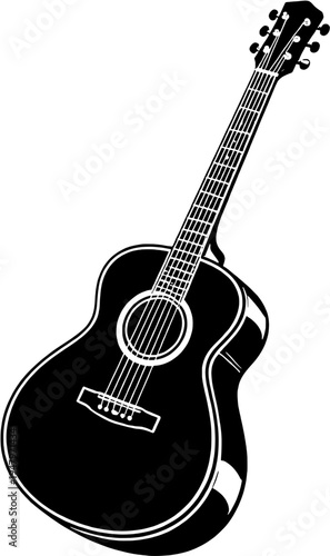 Acoustic Guitar Silhouette Musical Instrument Vector Icon