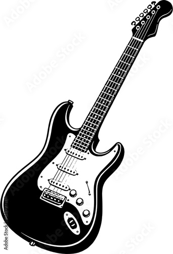 Electric Guitar Silhouette Musical Instrument Vector Icon